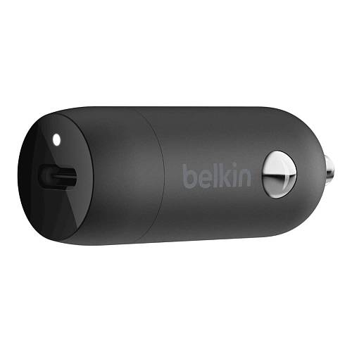 Автомобильное зарядное устройство Belkin USB-C + кабель USB-C - Lightning, 18Вт, черный