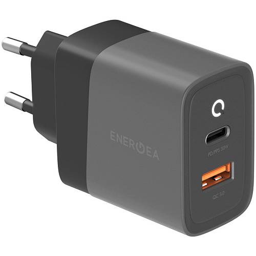Зарядное устройство EnergEA Ampcharge USB-C + USB-A, PD, 30 Вт, черный