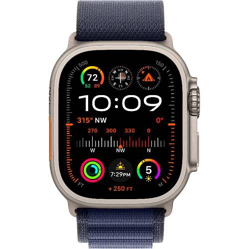 Apple Watch Ultra 2 (2024), 49 мм, корпус цвета «титановый бежевый», синий ремешок Alpine, M