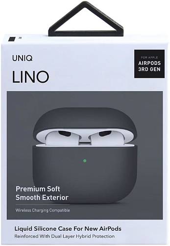 Чехол для наушников Uniq Lino для AirPods 3, темно-серый