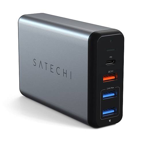 Зарядное устройство Satechi Type-C 75W Travel Charger with USB-C PD Fast, «серый космос»