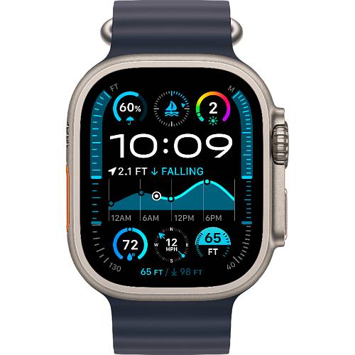 Apple Watch Ultra 2 (2024), 49 мм, корпус цвета «титановый бежевый», ремешок Ocean синего цвета