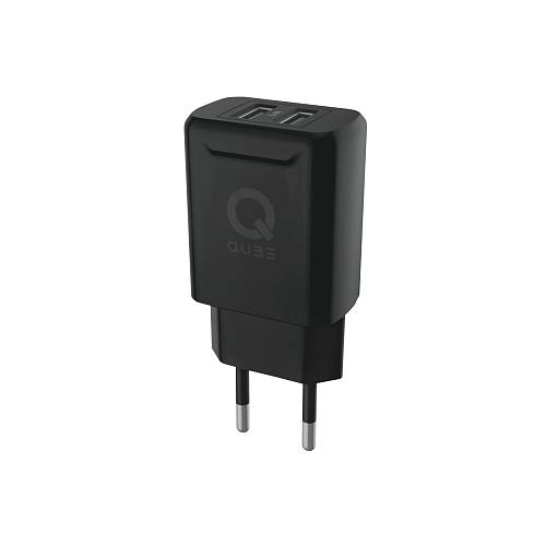 Зарядное устройство QUB, 2хUSB, 3.4А, черный