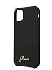 Фото — Чехол для смартфона Guess для iPhone 11 Pro Silicone collection Gold metal logo Hard Black