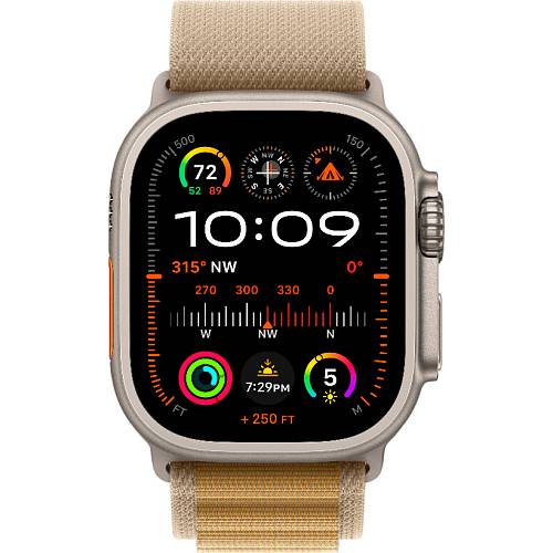 Apple Watch Ultra 2 (2024), 49 мм, корпус цвета «титановый бежевый», бежевый ремешок Alpine, M