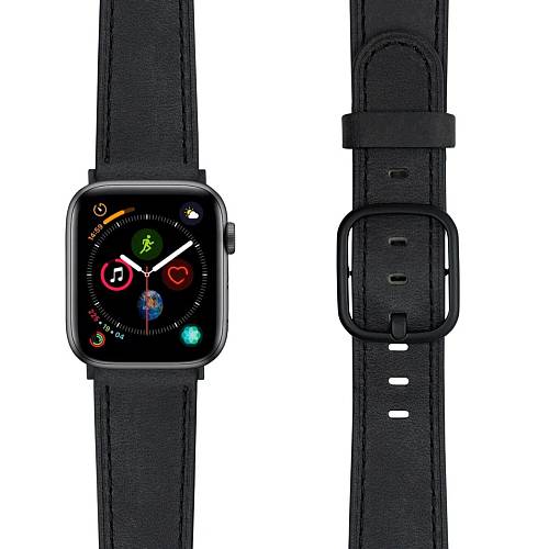 Ремешок для смарт-часов Apple Watch 42/44 mm LYAMBDA MINKAR, кожа, чёрный