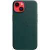 Фото — Чехол для смартфона iPhone 14 Leather Case with MagSafe, «лесной зеленый»