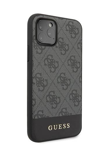 Чехол для смартфона Guess для iPhone 11 Pro Max 4G PU Stripe Metal logo Hard Grey