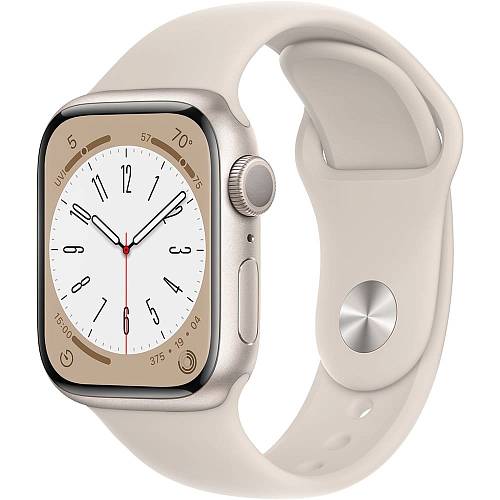 Apple Watch Series 8, 45 мм, корпус из алюминия цвета «сияющая звезда», ремешок золотого цвета