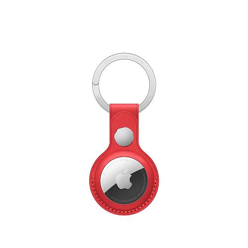 Брелок Apple AirTag с кольцом для ключей, кожа, красный