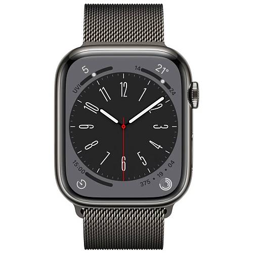 Apple Watch Series 8, 41 мм, корпус из алюминия серебристого цвета, ремешок миланская петля