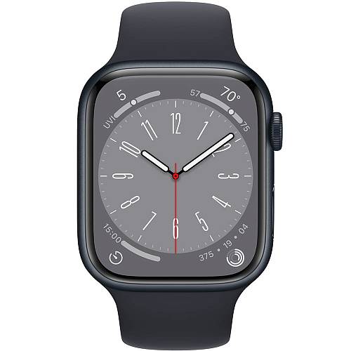 Apple Watch Series 8, 41 мм, корпус из алюминия цвета «тёмная ночь», ремешок черного цвета