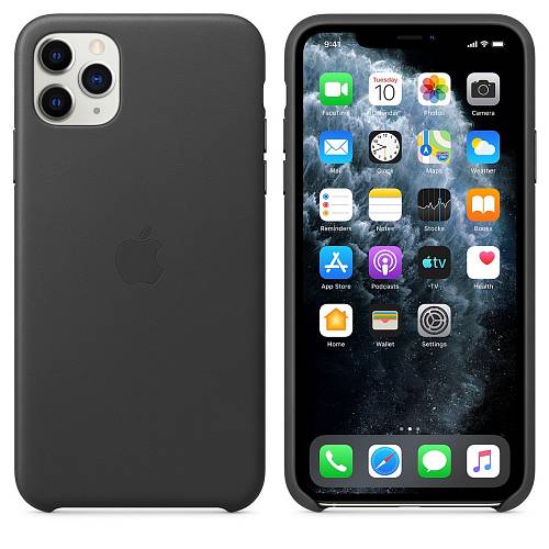 Чехол для смартфона Apple Leather Case кожа, цвет черный, для iPhone 11 Pro Max