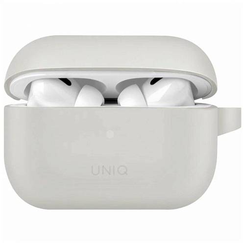 Чехол для наушников Uniq Airpods Pro 2 Vencer Silicone case + carabin and earstrap, серый