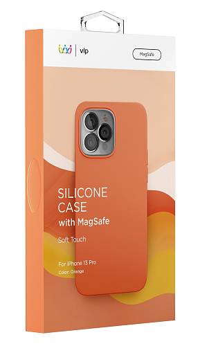 Чехол для смартфона vlp Silicone case with MagSafe для iPhone 13 Pro, оранжевый