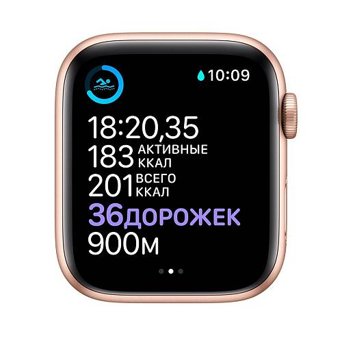 Apple Watch Series 6, 44 мм, алюминий золотого цвета, спортивный ремешок цвета «розовый песок»