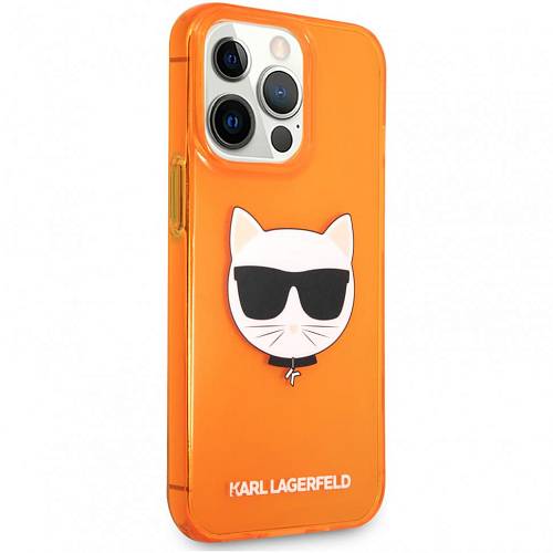 Чехол для смартфона Karl Lagerfeld Tpu Fluo Case Choupette's Head  для iPhone 13 Pro, оранжевый