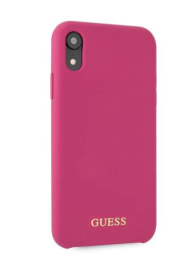 Чехол для смартфона Guess для iPhone XR Silicone collection Gold logo Hard Pink