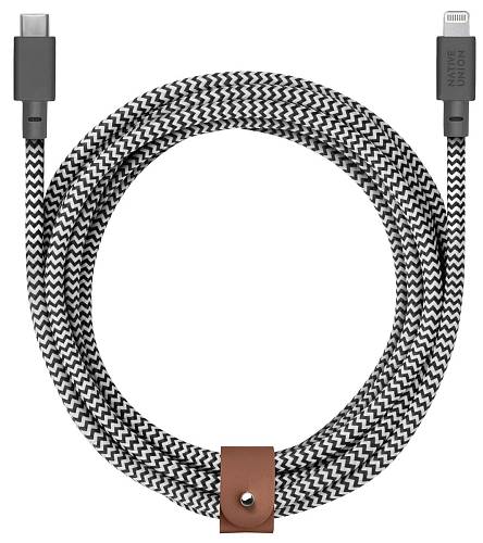 Кабель Native Union Belt Lightning на USB-C, 3 м, зебра