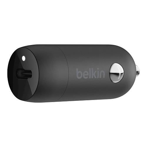 Автомобильное зарядное устройство Belkin 20В, USB-C + кабель USB-C - Lightning, черный