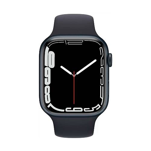 Apple Watch Series 7, 45 мм, корпус из алюминия «темная ночь», спортивный ремешок «темная ночь»