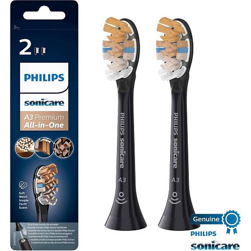 Насадки для зубной щетки Philips A3 Premium All-in-One, черный, 2 шт