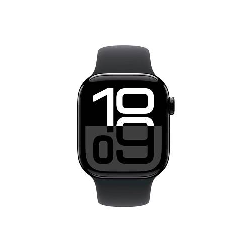 Apple Watch Series 10, 42 мм, алюминий черного цвета, ремешок Sport Band черного цвета, S/M