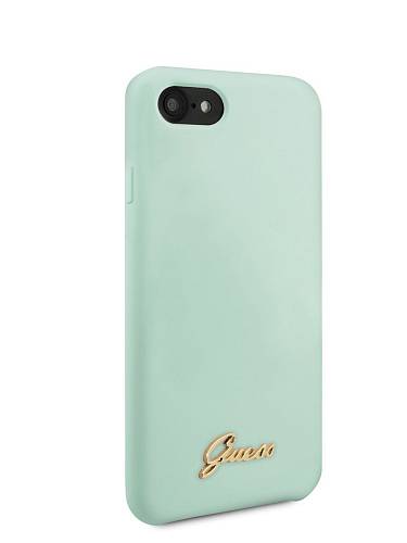 Чехол для смартфона Guess для iPhone 7/8/SE 2020 Silicone collection Gold metal logo Hard Mint Green