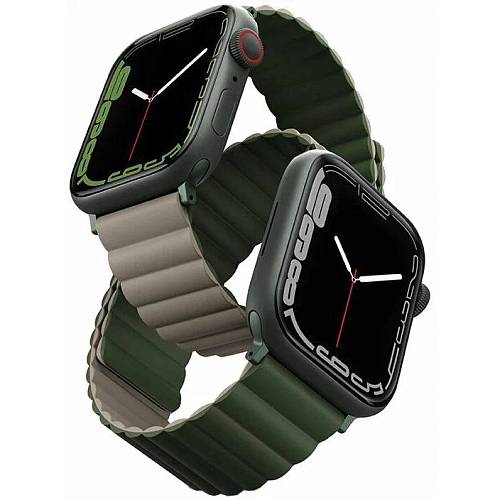 Ремешок для смарт-часов Uniq Apple Watch 49/45/44/42 mm Revix reversible Magnetic, зеленый