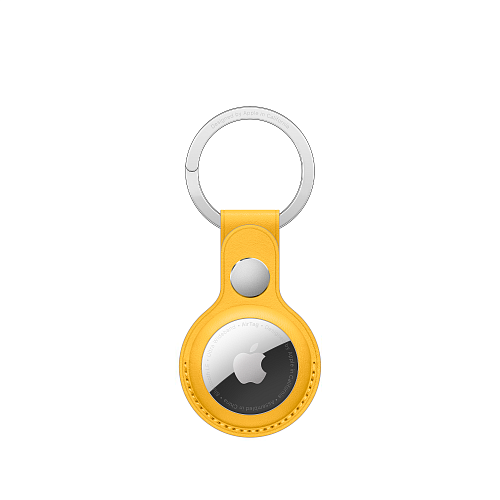 Брелок Apple AirTag с кольцом для ключей, кожа, ярко-желтый