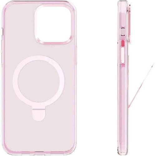 Чехол для смартфона "vlp" Ring Case с MagSafe подставкой для iPhone 15 Pro, розовый