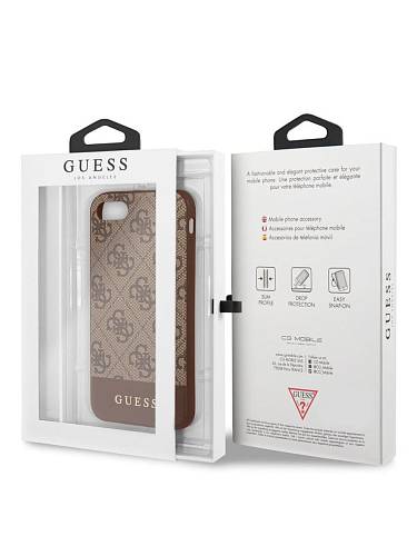 Чехол для смартфона Guess для iPhone 7/8/SE 2020 4G PU Stripe Metal logo Hard Brown