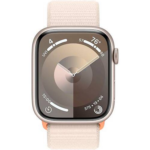 Apple Watch Series 9, 45 мм, корпус из алюминия цвета «сияющая звезда», плетеный ремешок