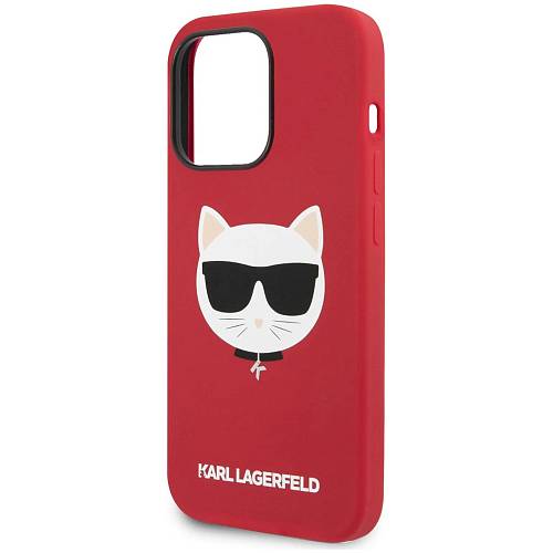 Чехол для смартфона Lagerfeld iPhone 14 Pro Liquid silicone Choupette, красный (MagSafe)