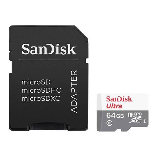 Карта памяти SanDisk Ultra Micro SDXC + SD Adapter, 64 Гб