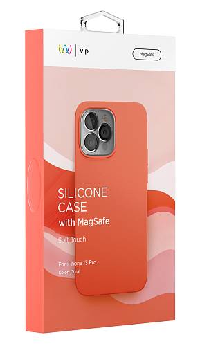 Чехол для смартфона vlp Silicone case with MagSafe для iPhone 13 Pro, коралловый
