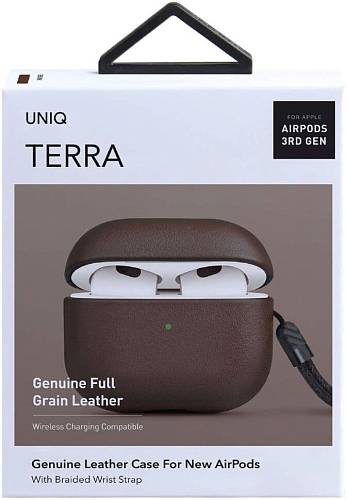 Чехол для наушников Uniq Terra для AirPods 3, кожа, коричневый