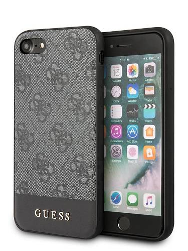 Чехол для смартфона Guess для iPhone 7/8/SE 2020 4G PU Stripe Metal logo Hard Grey