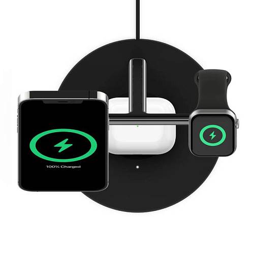 Зарядное устройство Belkin BoostCharge PRO Official MagSafe 3-in-1 Wireless Charger 15W, черный