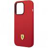 Фото — Чехол для смартфона Ferrari Silicone Metal Logo iPhone 14 Pro, красный