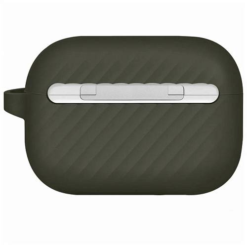 Чехол для наушников Uniq Airpods Pro 2 Vencer Silicone case + carabin and earstrap, зеленый