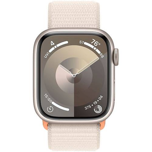 Apple Watch Series 9, 41 мм, корпус из алюминия цвета «сияющая звезда», плетеный ремешок
