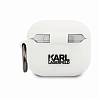Фото — Чехол для наушников Lagerfeld для Airpods 3 Silicone case with ring Choupette White