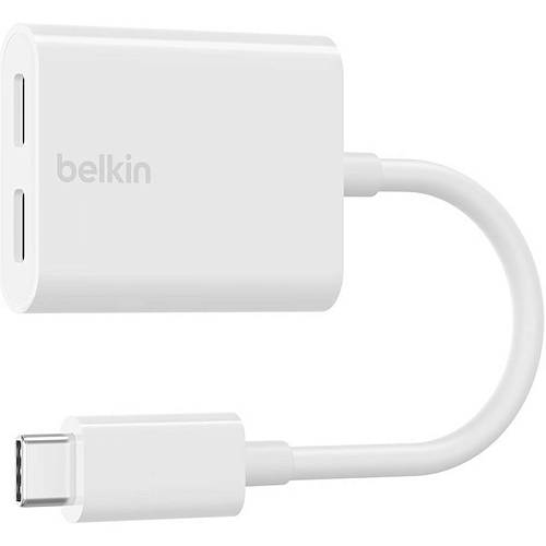 Адаптер Belkin 2xUSB-C - USB-C (AUDIO + CHARGE), белый (уценка)