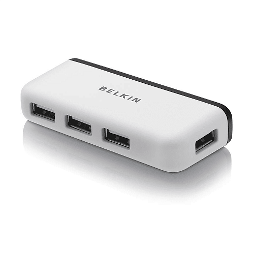 Адаптер Belkin Travel Hub 4xUSB + встроенный кабель USB, белый