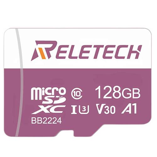 Карта памяти Reletech MicroSD U3 A1 TF Card 128GB PK, фиолетовый