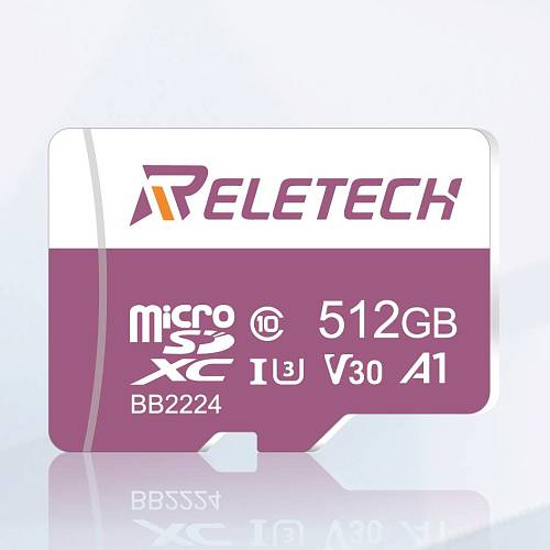 Карта памяти Reletech MicroSD U3 A1 TF Card 512GB PK, фиолетовый