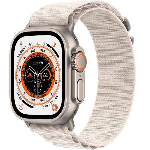 Apple Watch Ultra GPS + Cellular, 49 мм, корпус из титана, ремешок Alpine цвета «сияющая звезда» L
