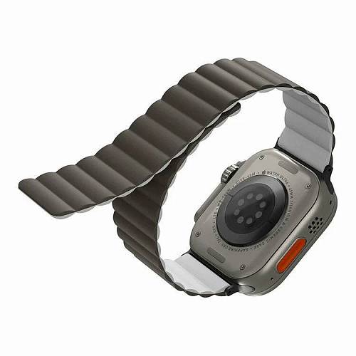 Ремешок для смарт-часов Uniq Apple Watch 49/45/44/42 mm Revix reversible Magnetic, серый/белый