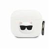 Фото — Чехол для наушников Lagerfeld для Airpods 3 Silicone case with ring Choupette White
